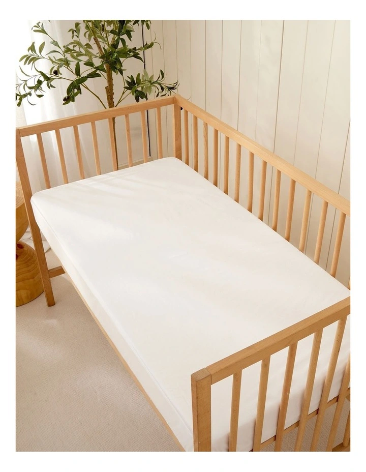 Soft Waterproof Cot Fitted Sheet Mattress Protector in White image 2