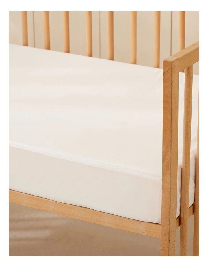 Soft Waterproof Cot Fitted Sheet Mattress Protector in White image 3