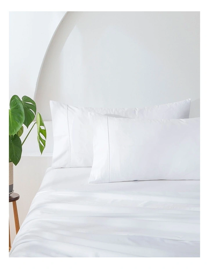 500TC Cotton Sateen Standard Pillowcase in White (Twin Pack) image 1
