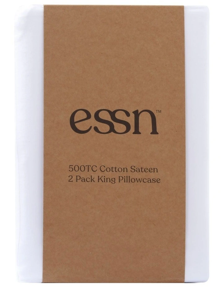 500TC Cotton Sateen Standard Pillowcase in White (Twin Pack) image 7