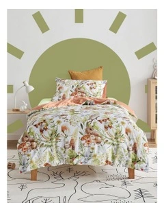 Furry Buddies Quilt Cover Set in White