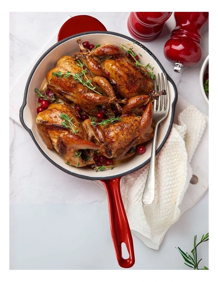 Cast Iron Fry Pan 26cm in Black Cherry Red image 1