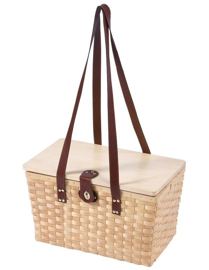 4 Person Barossa Natural Wicker Picnic Basket Set in Beige image 2