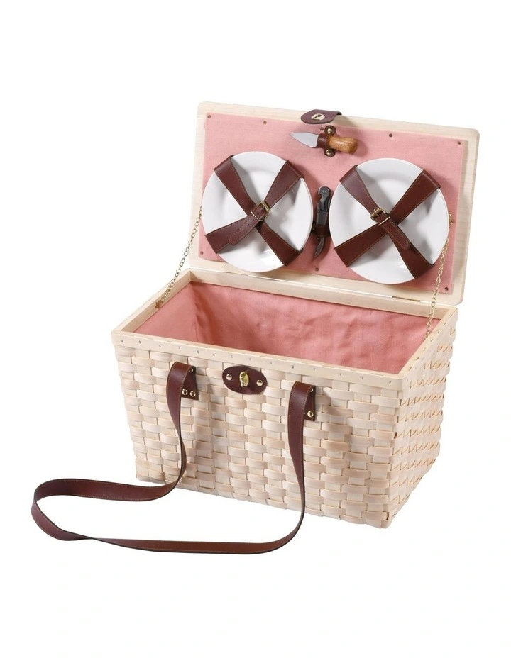 4 Person Barossa Natural Wicker Picnic Basket Set in Beige image 3