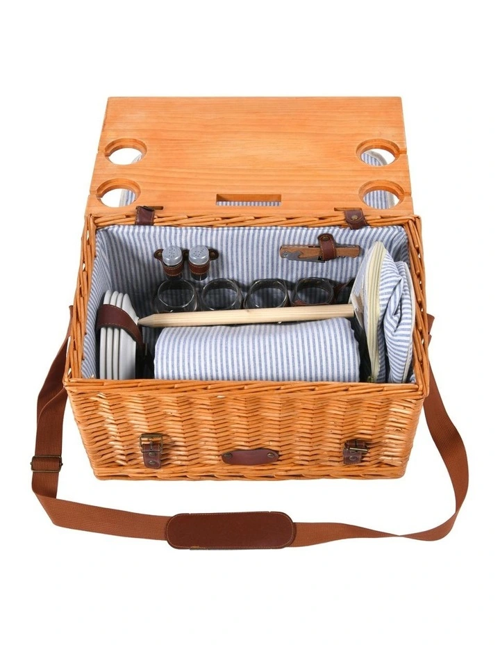Hunter 4 Person Natural Willow Picnic Basket Set in Natural Willow image 2