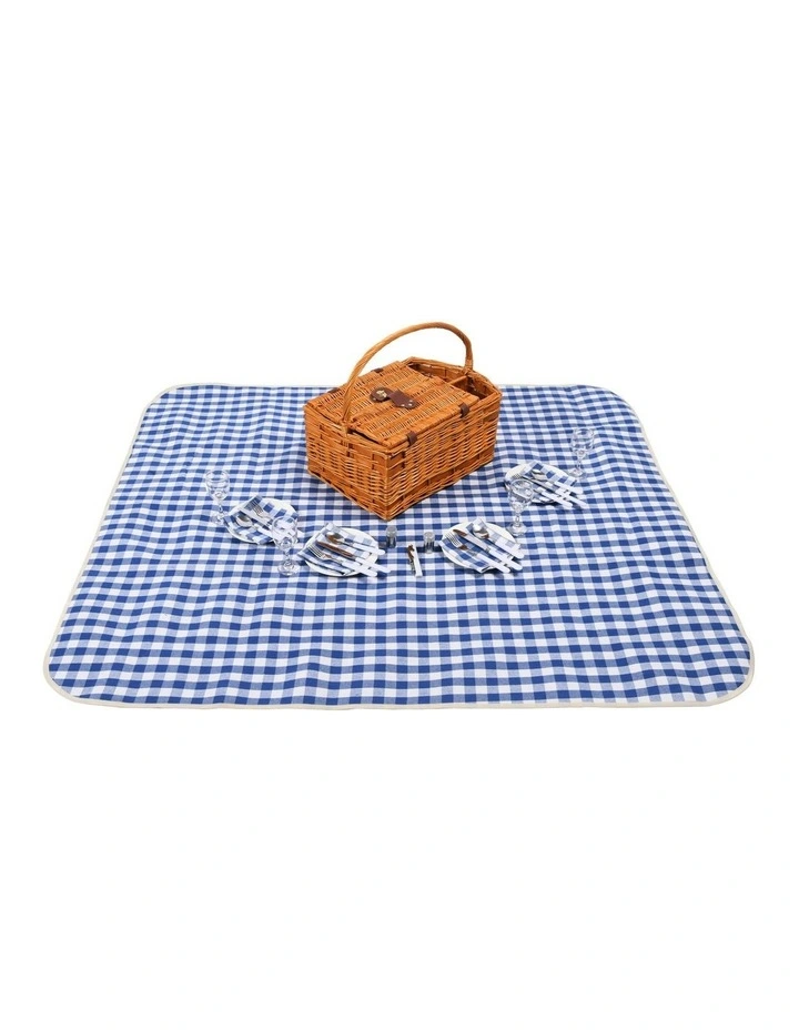 Tasmania 4 Person Picnic Basket Set with Gingham Rug in Multi image 1