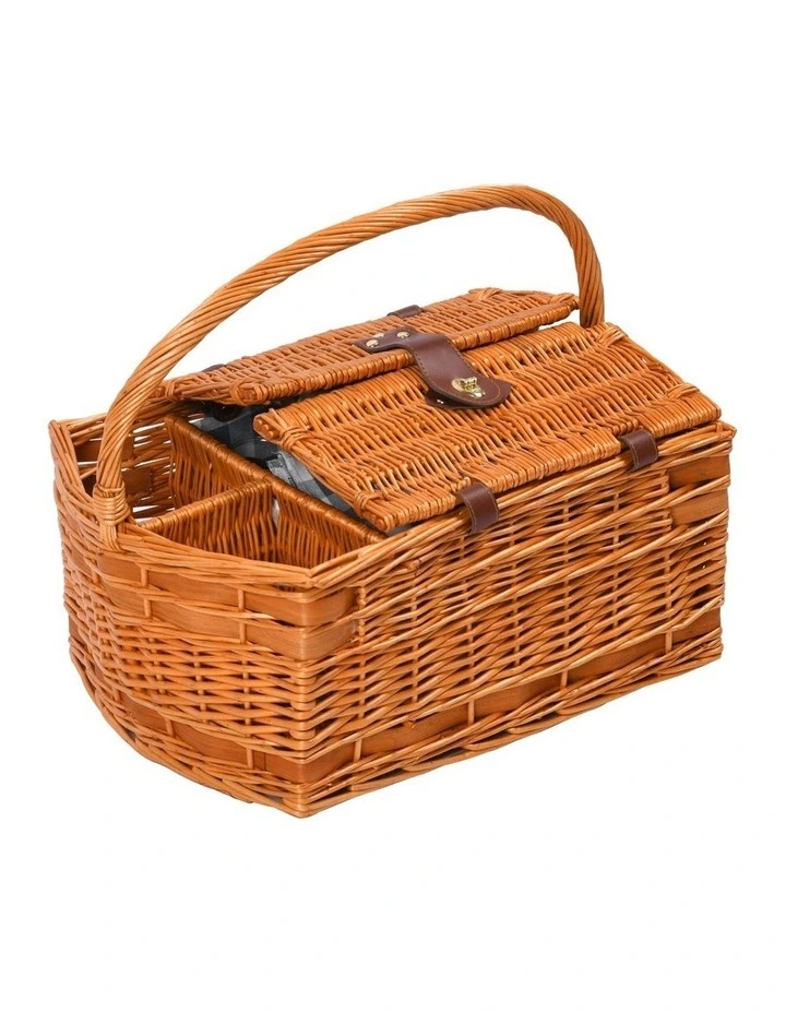 Tasmania 4 Person Picnic Basket Set with Gingham Rug in Multi image 2