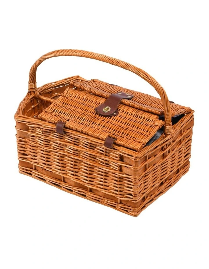 Tasmania 4 Person Picnic Basket Set with Gingham Rug in Multi image 3