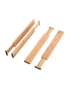 Expandable Drawer Dividers Set Of 4 Large 44.5-55.9x6.5x1.6cm in Natural Bamboo