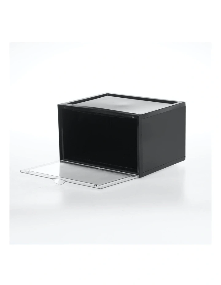 Kicks Side Display Stackable Shoe Storage Box 36x28x22cm in Black image 1