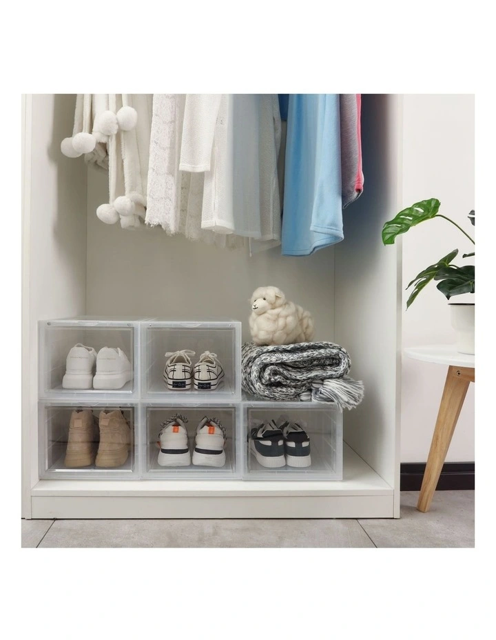 Front Display Shoe Box Organiser 36x28x22cm in Clear image 2