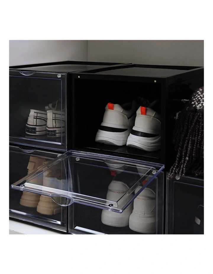 Front Display Shoe Box Organiser 36x28x22cm 6 Pack in Black image 3