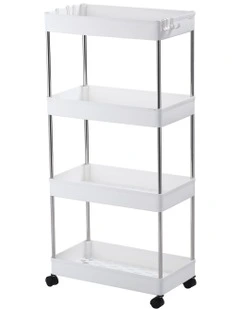 4 Tiered Home Storage Cart Organiser 40x22x86cm in White