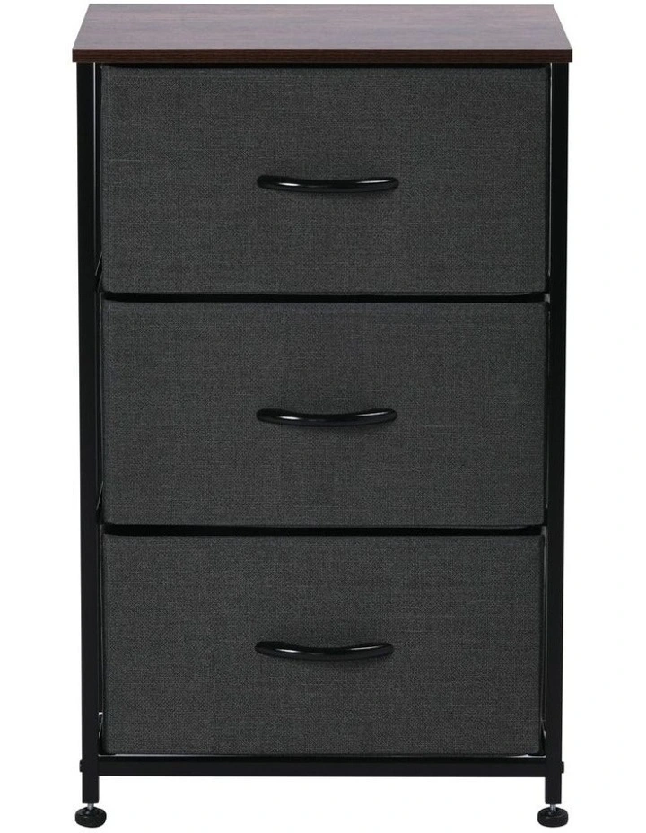 Luna 3 Drawer Fabric Home Dresser in Charcoal image 1