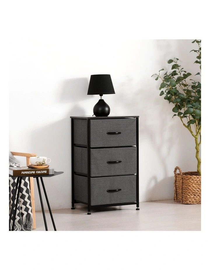Luna 3 Drawer Fabric Home Dresser in Charcoal image 3