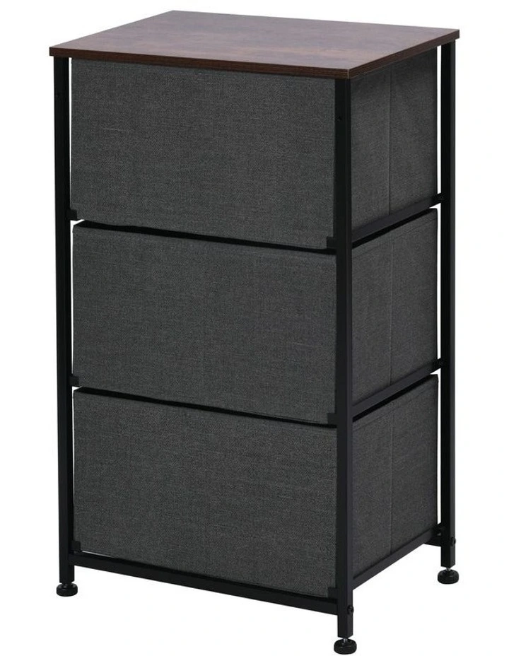 Luna 3 Drawer Fabric Home Dresser in Charcoal image 5