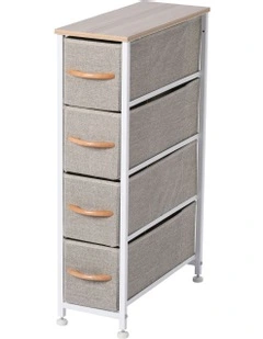 Luna Fabric Tallboy 4 Drawer in Cream