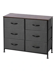 Luna Fabric Home Storage Dresser 6 Drawer in Charcoal