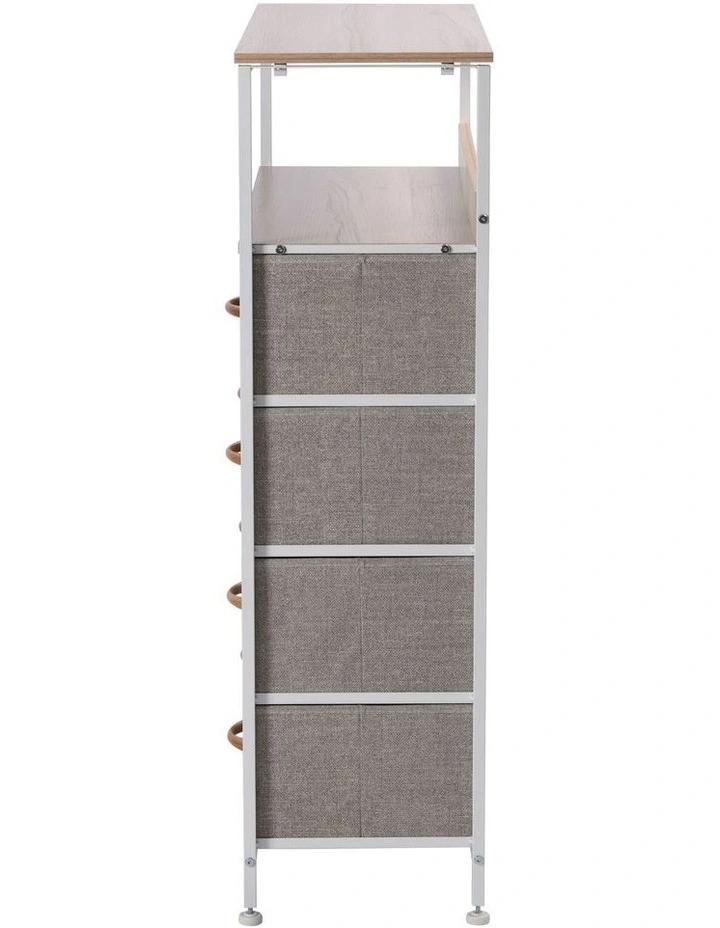 Luna Fabric Home Storage Dresser With Shelf 8 Drawer in Cream image 5
