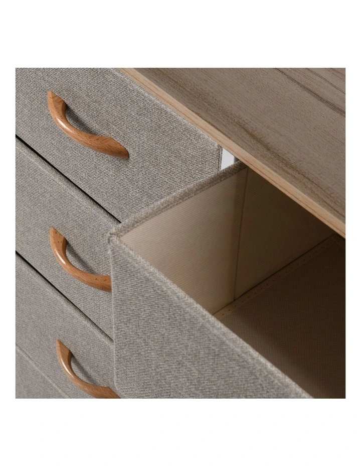 Luna Fabric Home Storage Dresser With Shelf 8 Drawer in Cream image 6