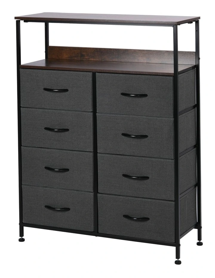 Luna Fabric Home Storage Dresser With Shelf 8 Drawer in Charcoal image 1