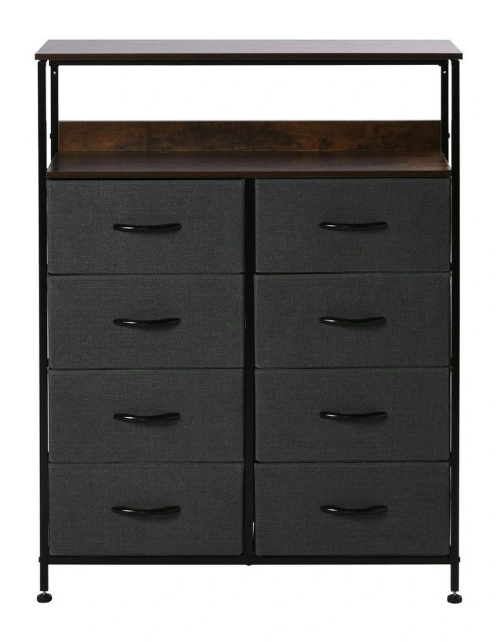 Luna Fabric Home Storage Dresser With Shelf 8 Drawer in Charcoal image 3