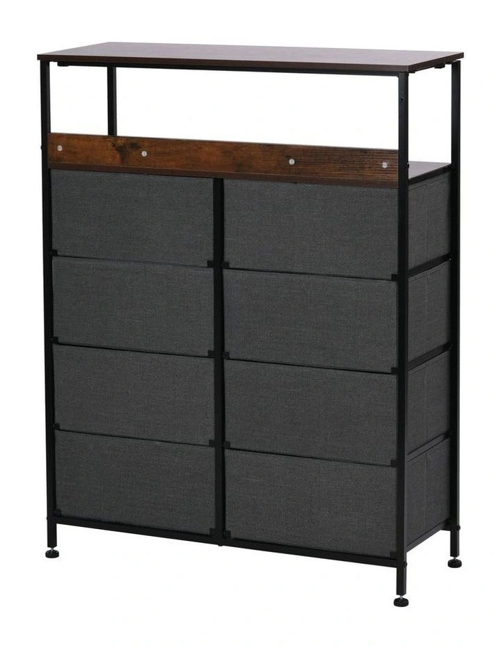 Luna Fabric Home Storage Dresser With Shelf 8 Drawer in Charcoal image 5
