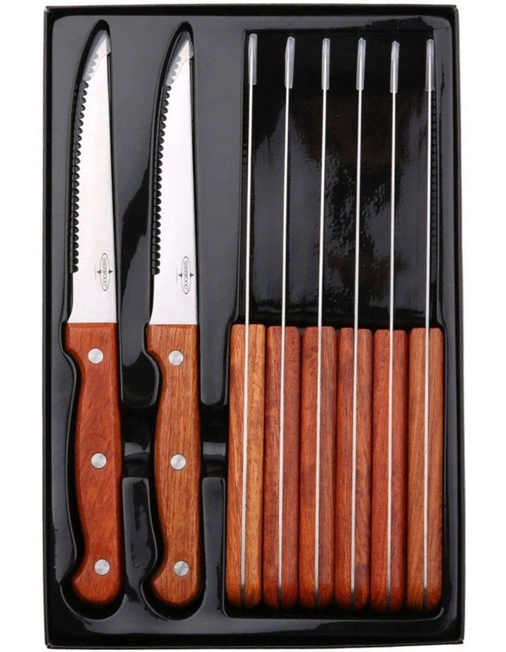 Steak Knife Set with Rosewood Handles 8 Piece in Natural Brown image 1