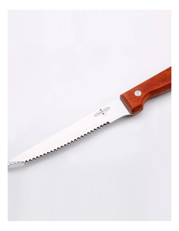 Steak Knife Set with Rosewood Handles 8 Piece in Natural Brown image 3