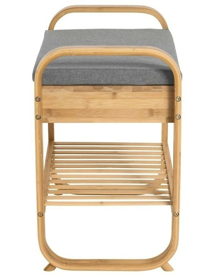 Natural Bamboo Seated Shoe Storage Rack and Organiser with Bench 60x34x55cm in Brown image 7