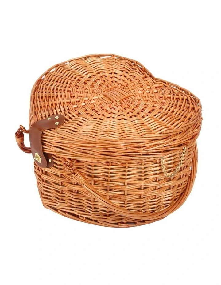 Adelaide Heart-Shaped Wicker Picnic Basket 4 People 43x37x25cm in Natural image 2
