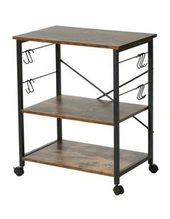 Rustic Kitchen Island Trolley 60x40x72.5cm in Brown