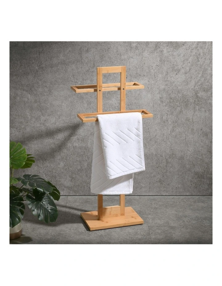 Bamboo Bathroom Towel Rack 37x25x85cm in Bamboo Natural Color image 3