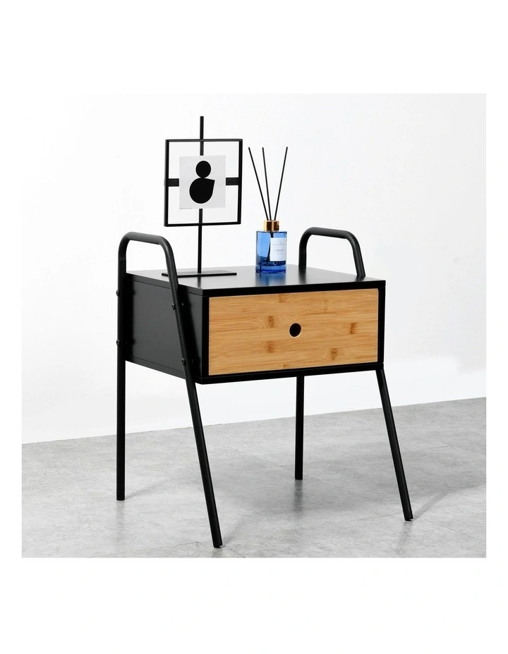 Oliver Wooden Bed Side Table 43x40x52cm in Bamboo Natural image 2