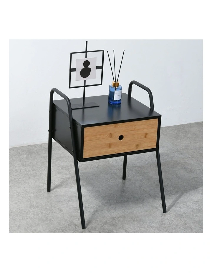 Oliver Wooden Bed Side Table 43x40x52cm in Bamboo Natural image 3