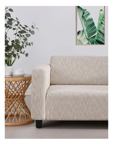 3 Seater Premium Faux Linen Couch Sofa Cover in Natural