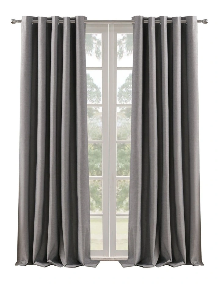Blockout Eyelet Curtain Pair in Pepper image 1