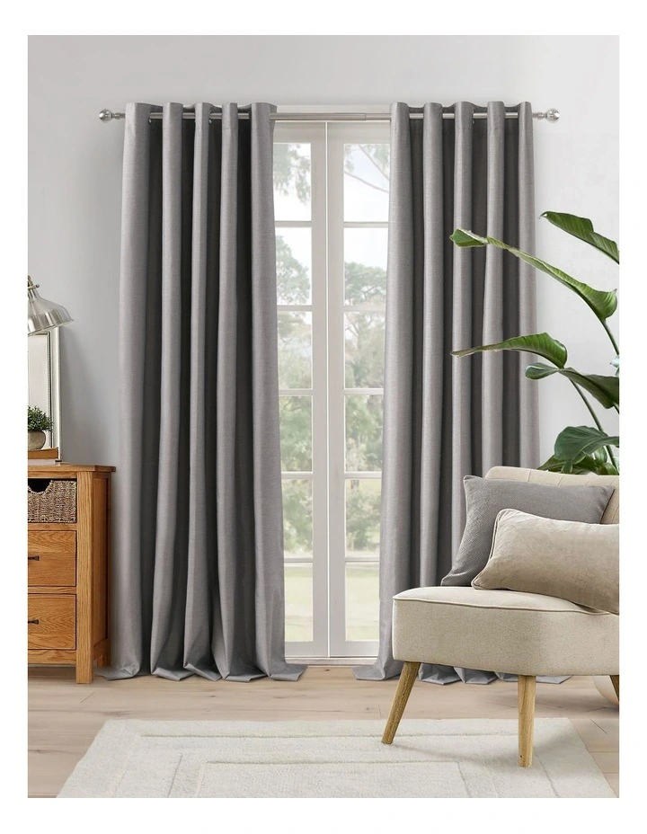 Blockout Eyelet Curtain Pair in Pepper image 2