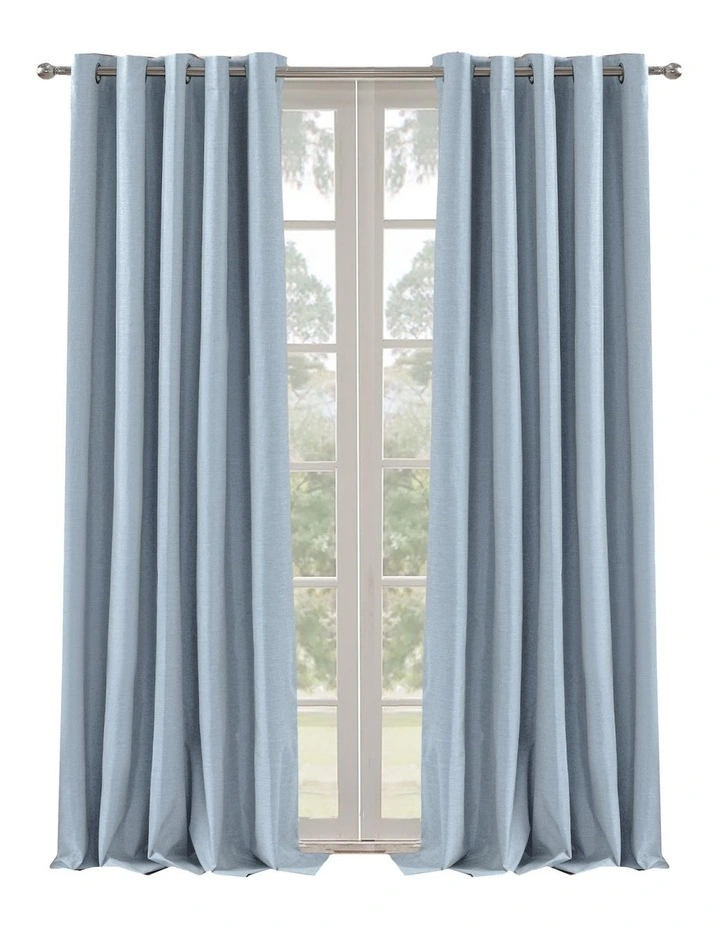 Blockout Eyelet Curtain Pair in Ocean Blue image 1