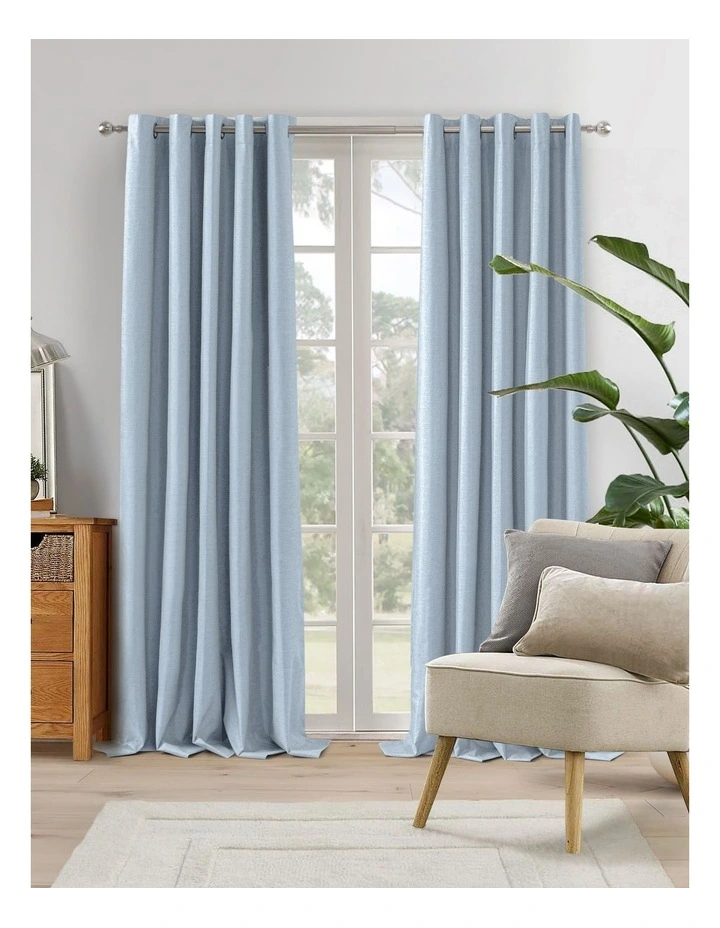 Blockout Eyelet Curtain Pair in Ocean Blue image 2