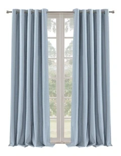 Blockout Eyelet Curtain Pair in Ocean Blue