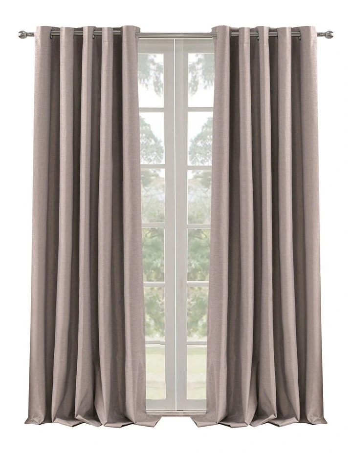 Blockout Eyelet Curtain Pair in Cinnamon image 1
