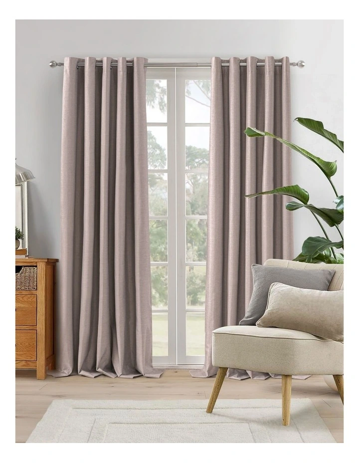 Blockout Eyelet Curtain Pair in Cinnamon image 2