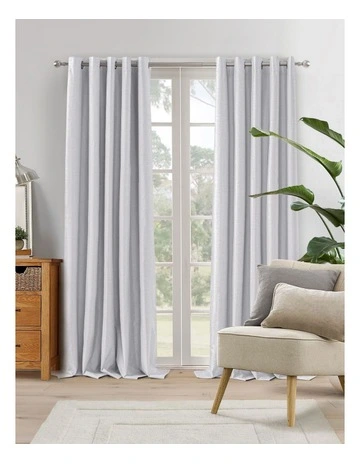Blockout Eyelet Curtain Pair in Grey