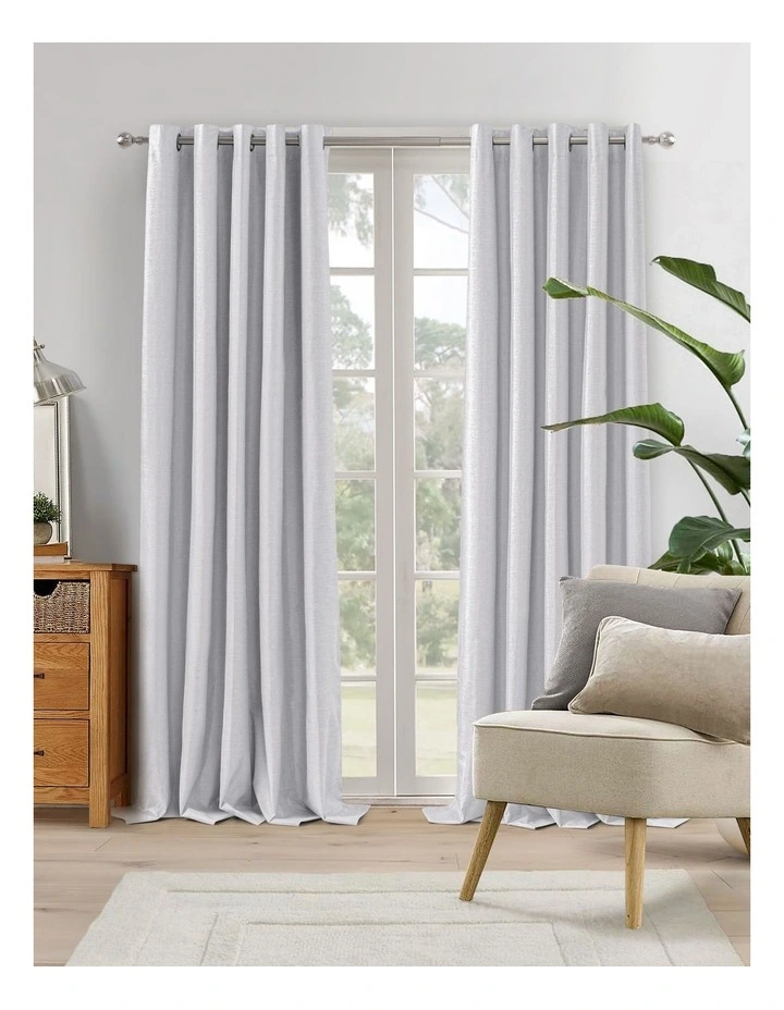 Blockout Eyelet Curtain Pair in Grey image 2