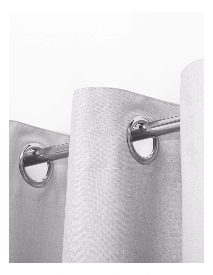 Blockout Eyelet Curtain Pair in Grey image 3