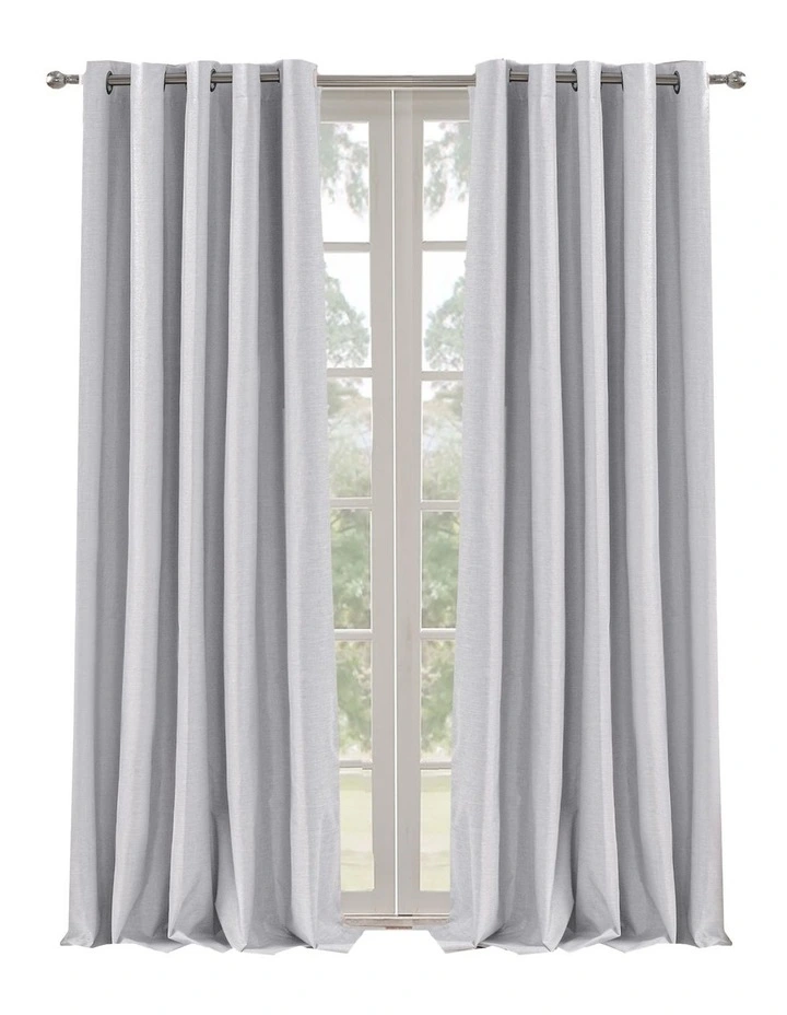 Blockout Eyelet Curtain Pair in Grey image 1