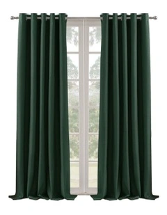 Blockout Eyelet Curtain Pair in Forest Green
