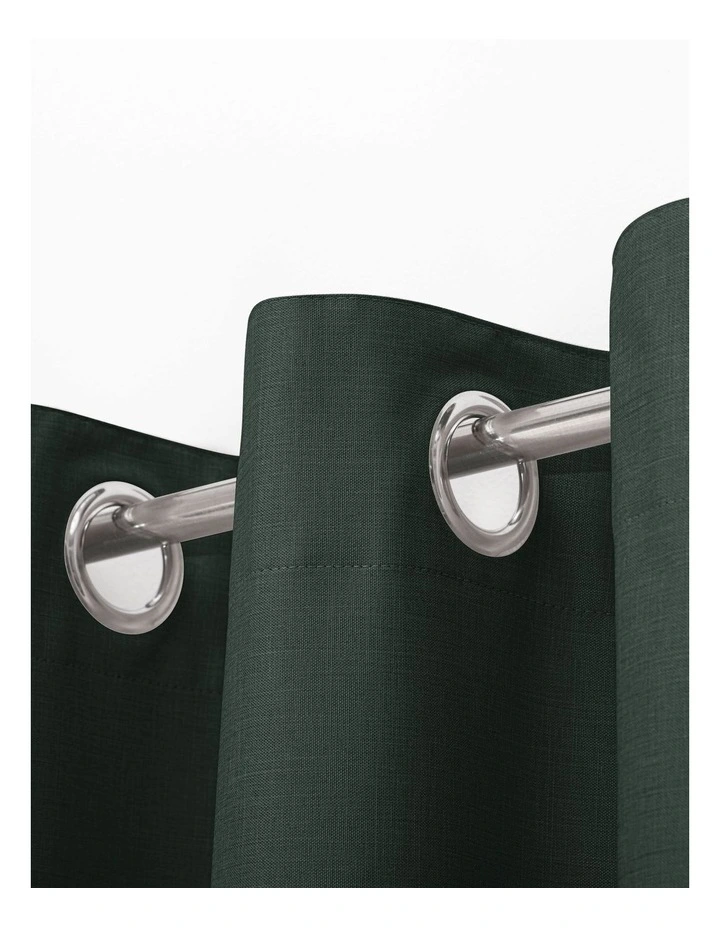 Blockout Eyelet Curtain Pair in Forest Green image 3