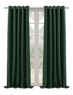 Blockout Eyelet Curtain Pair in Forest Green